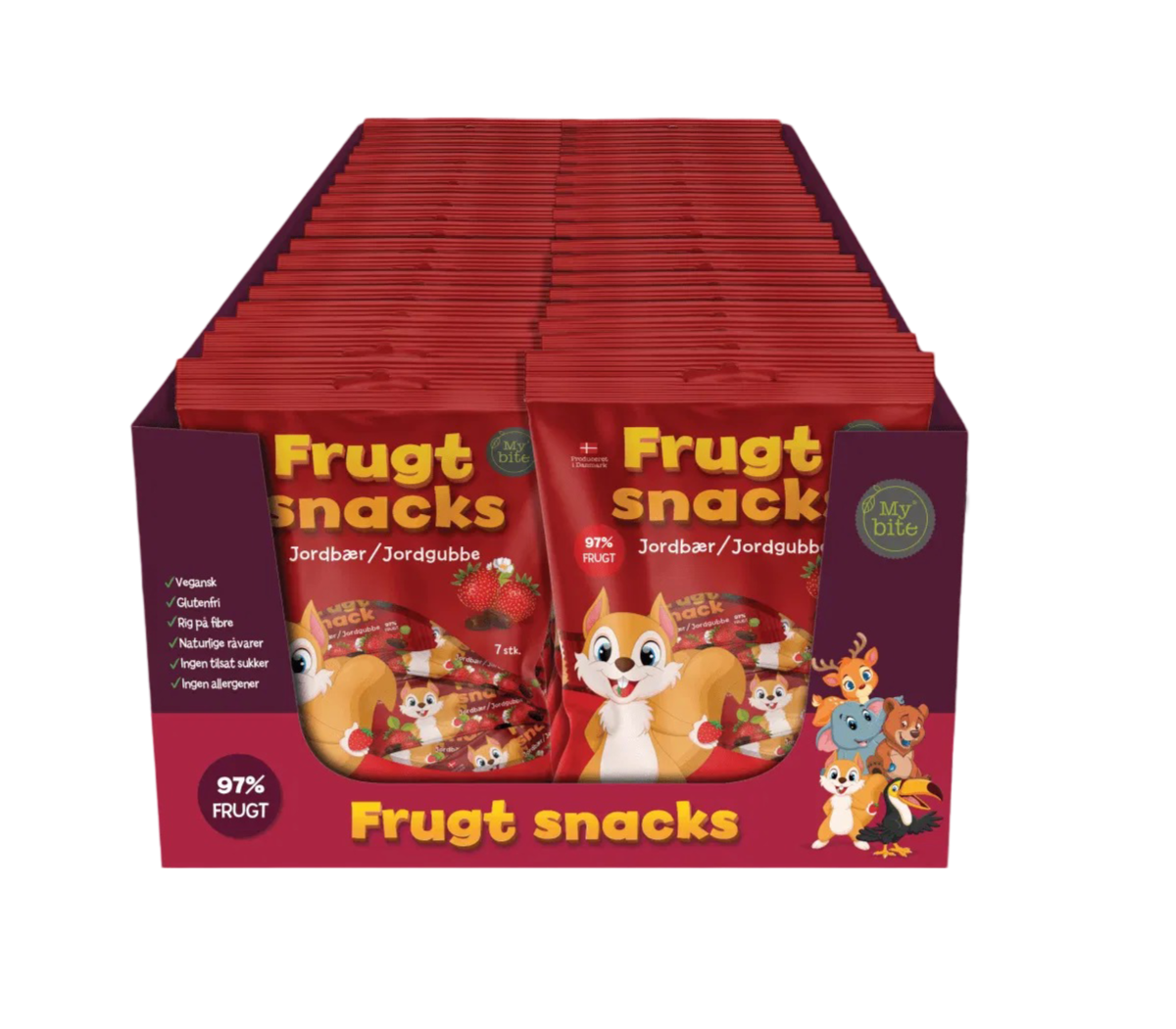 Frukt Snacks Mybite Jordgubbe 36 x 100 g